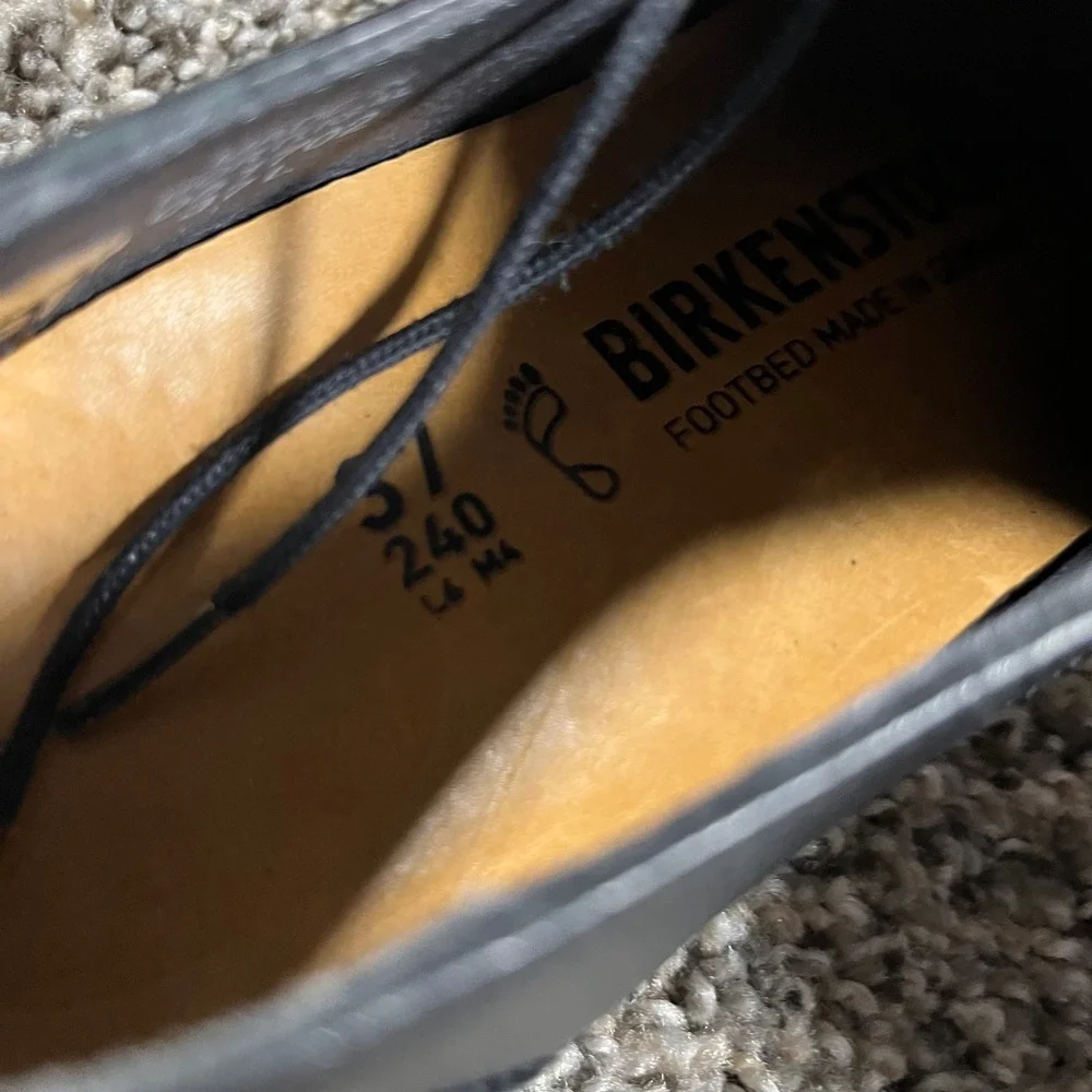 Birkenstock Laramie Low Women's 37 EU 6.5 US Black Leather Wingtip Brogue Shoes